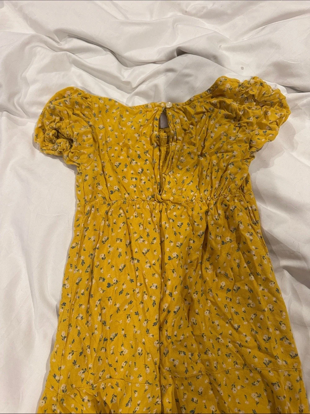 Girl's Old Navy Mustard Yellow Floral Short-Sleeve Dress